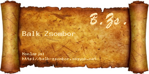 Balk Zsombor névjegykártya